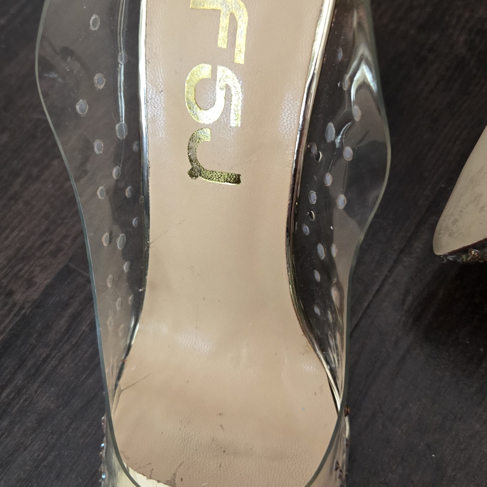 💃Stylish Transparent Heels with Gold and Pink Accents✨️ - Picture 8 of 12